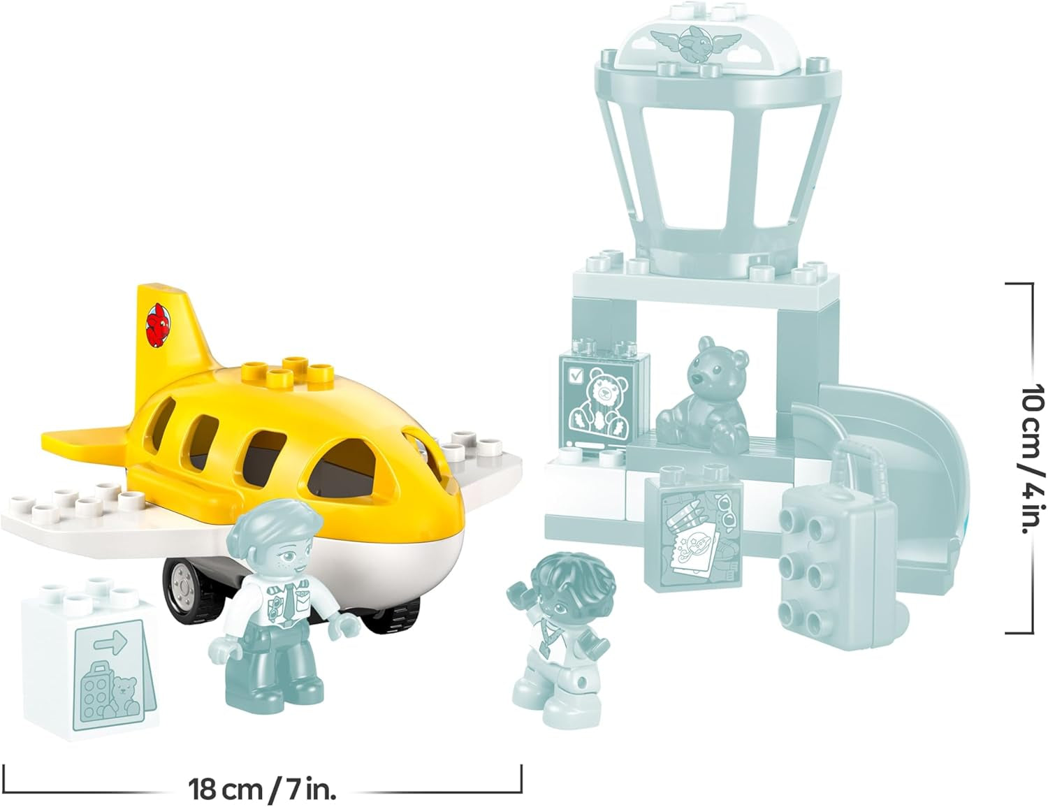 LEGO DUPLO Town Erster Besuch im Flughafen - Lernspielzeug zur Förderung der Motorik für Kleinkinder - inkl. Flugzeug, 2 Figuren & Teddybär - Geschenk für Jungen und Mädchen ab 2 Jahren - 10443