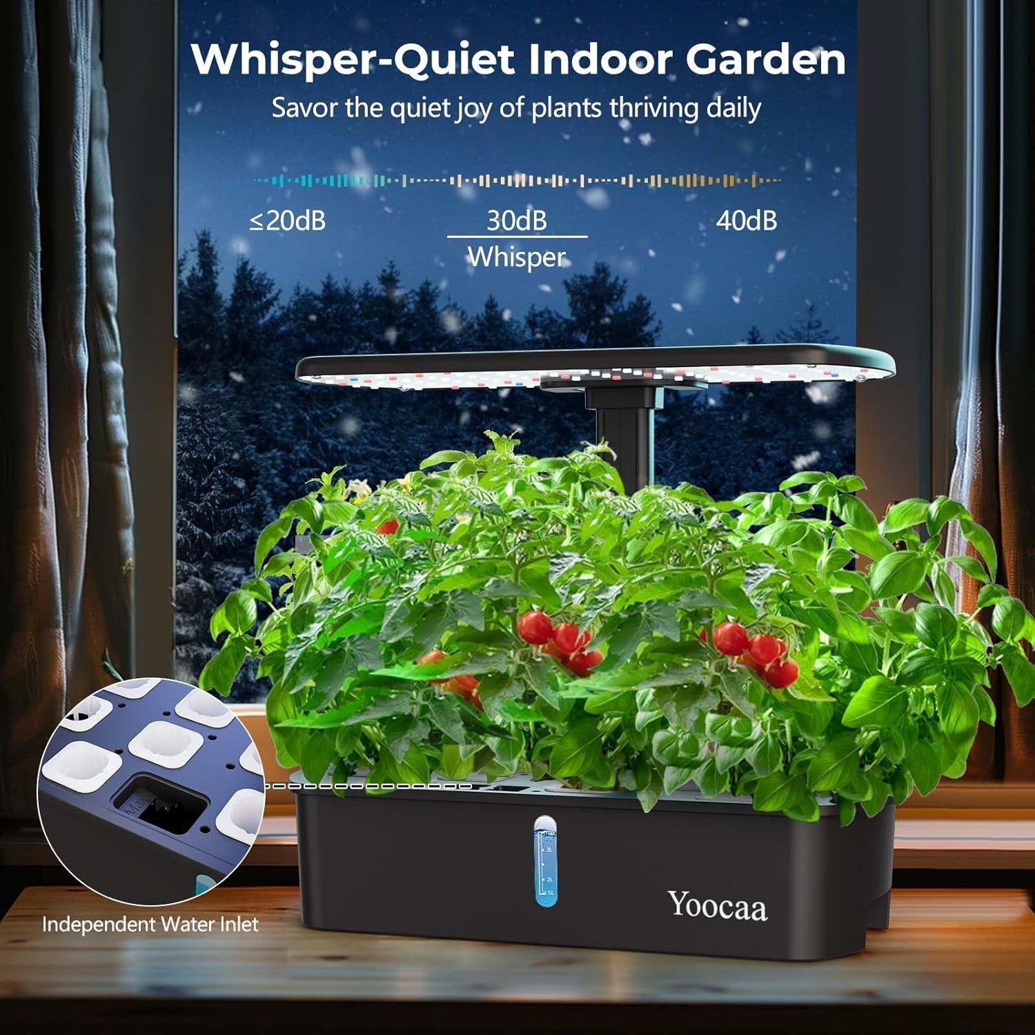 Sistem de creștere hidroponică pentru 12 plante, grădină de plante aromatice de interior cu cronometru automat, pompă, kit inteligent de creștere a grădinii reglabil pe înălțime (semințele nu sunt incluse)