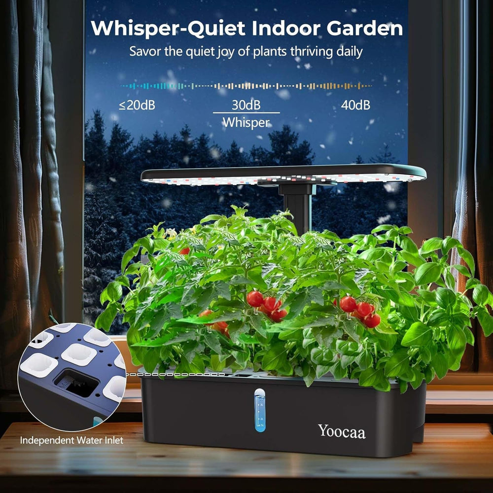 Sistem de creștere hidroponică pentru 12 plante, grădină de plante aromatice de interior cu cronometru automat, pompă, kit inteligent de creștere a grădinii reglabil pe înălțime (semințele nu sunt incluse)