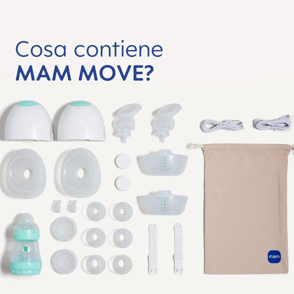 MAM Move Doppelmilchpumpe, tragbar, 3 Betriebsmodi und 5 Intensitätsstufen Zubehör Essen und Stillen Bebe Naty Shop
