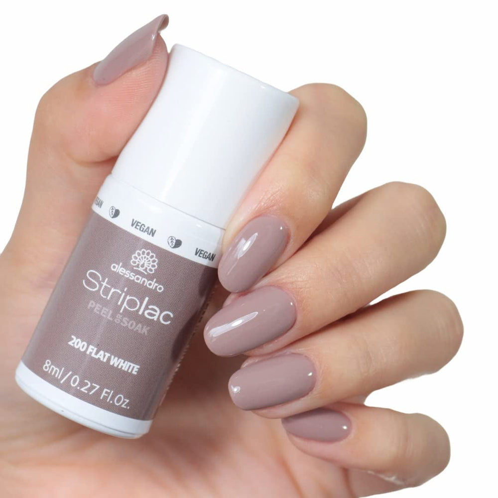 alessandro Striplac UV-Nagellack Flat White – Schonend und langanhaltend – Einfache Entfernung dank Peel-Off-Technologie – Vegan und tierversuchsfrei – 8 ml