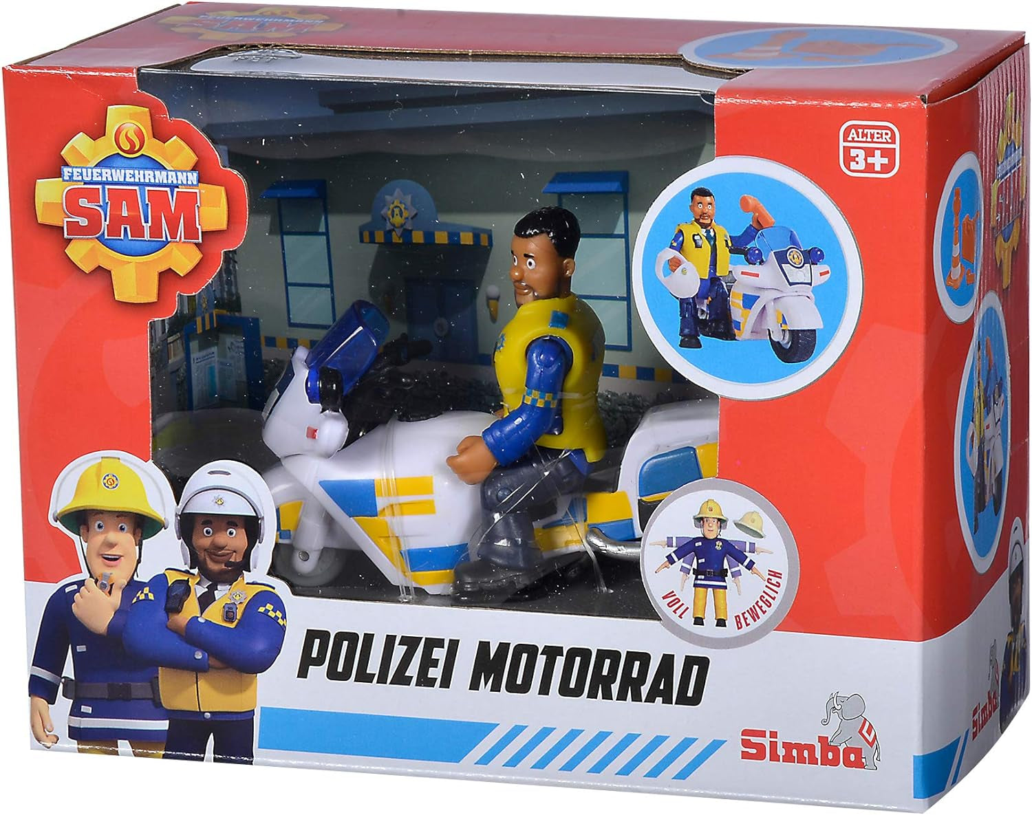 Simba 109251092 - Polizeimotorrad Feuerwehrmann Sam, mit Malcolm-Figur, mit Zubehör, Staffel 12, ab 3 Jahren Actionfiguren Naty Shop