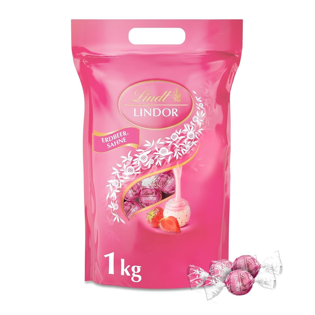 Lindt 15 Inimioare din Ciocolata, 300 grame Bomboane de Ciocolata Naty Shop Ciocolata cu crema de capsuni