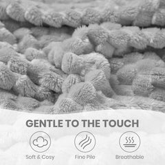 Good Nite Pătură confortabilă Pătură pufoasă 150 X 200 cm Cuvertură de pat moale din microfibră Pătură de canapea Pătură confortabilă Pătură călduroasă din fleece pentru canapea și pat Dormitor Birou Gri Paturi si Cuverturi Good Nite