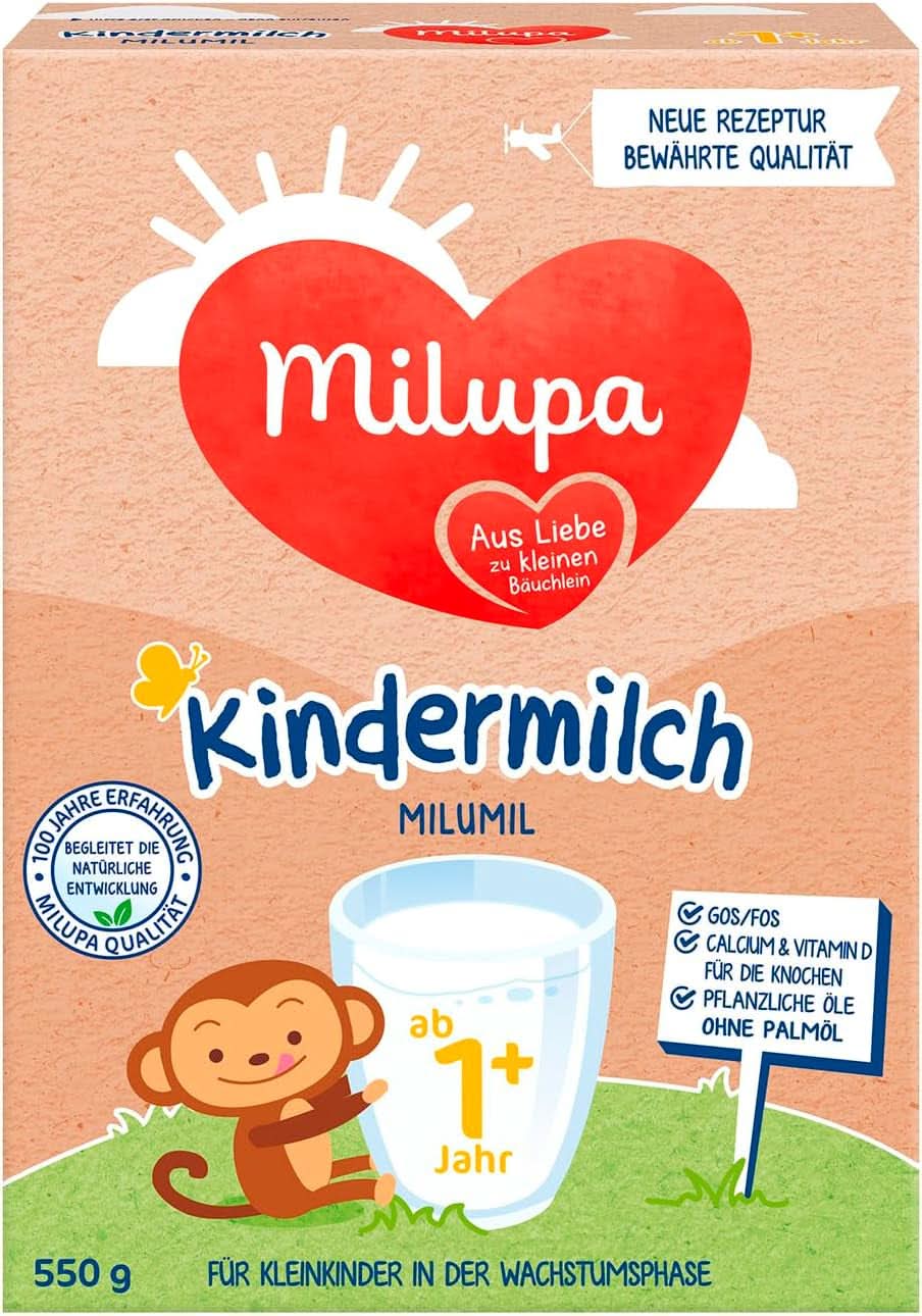 Milupa Milch für Kinder Milumil 1 plus – ab 1 Jahr – für Kleinkinder in der Wachstumsphase – begleitet die natürliche Entwicklung – 5 x 550 g Pulver Mutter und Kind Naty Shop