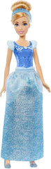 Mattel DISNEY Prințesa Cenușăreasa - Păpușă articulată cu ținută strălucitoare, pantofi detașabili și diademă, păr pieptănat pentru distracție de coafare, pentru copii cu vârsta de 3 ani și peste, HLW06