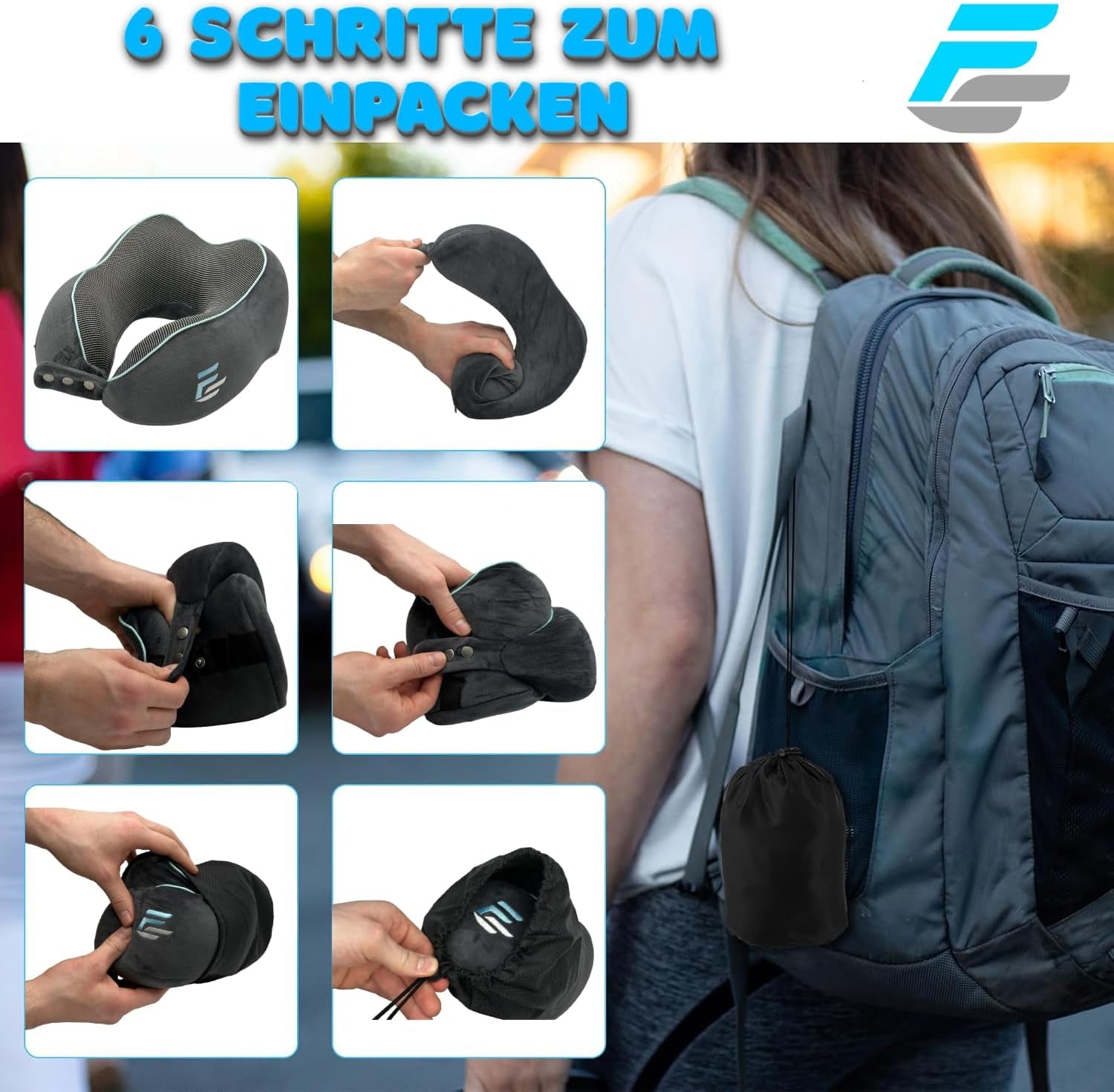 Flagshipper pernă pentru gât avion - pernă pentru gât adult - pernă pentru gât mașină - pernă de călătorie spumă de memorie - lavabilă cu parte din spate îngustă (catifelată moale și respirabilă) - reglabilă, gri Perne ortopedice cervicale Naty Shop