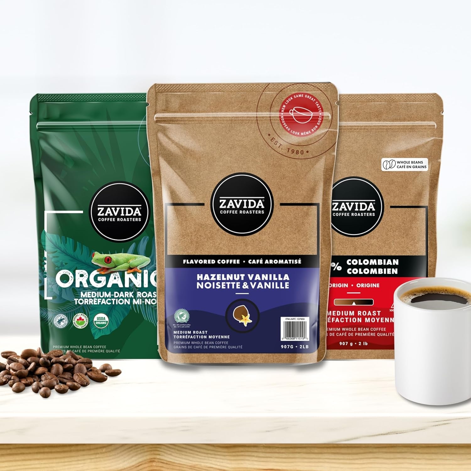 Cafea boabe premium cu vanilie și alune (2 lb) de la N/A