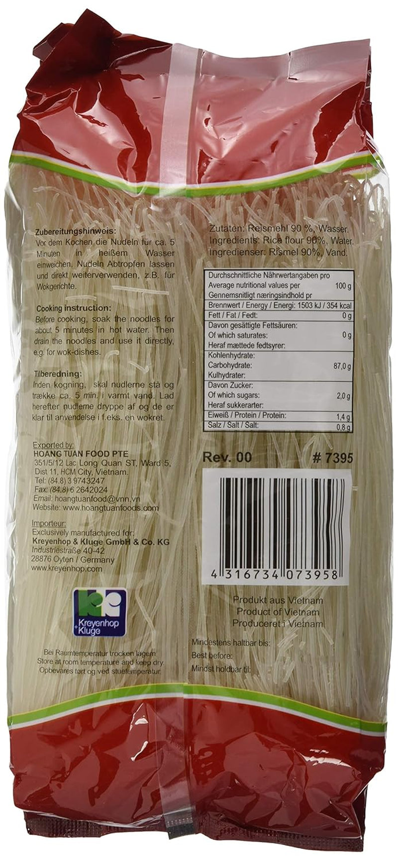 Ricefield Vermicelli 0,8 mm Bun Gao 6er-Pack (6 x 400 g)