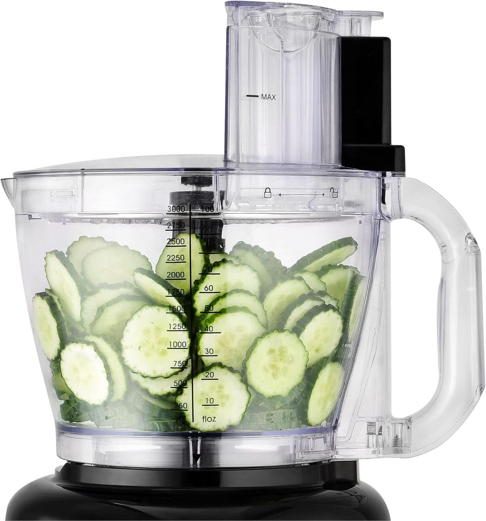 Aufleuchten! 8-In-1 Küchenmaschine, 3-L-Schüssel, 1,75-L-Mixbehälter, 2 Geschwindigkeitsstufen, Turbo-Funktion, 1000 W, Schwarz/ Silberfarben, VG HA 3001 Mutter und Kind Naty Shop