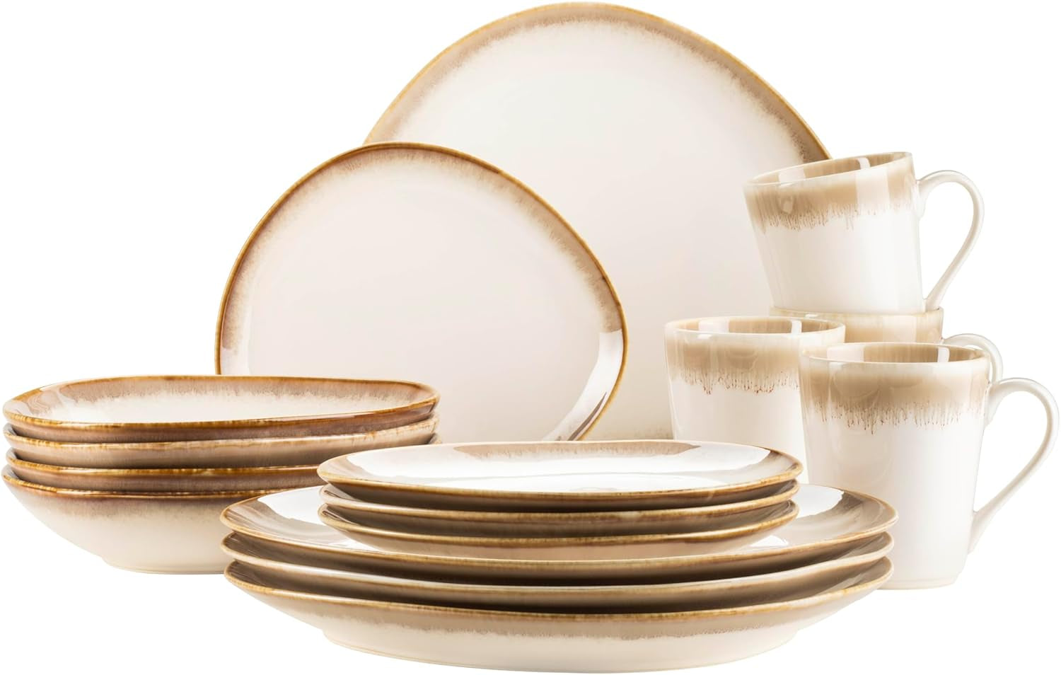 MÄSER 931991, La Sinfonia, Modernes Tafelservice für 4 Personen, 16-teilig, Vintage-Design Geschirrsets Naty Shop Beige Kombiservice