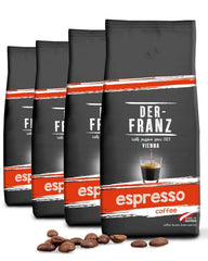 Der-Franz Espresso Kaffee, Intensität 5/5, Arabica und Robusta, ganze Bohne, 4 x 1000 g