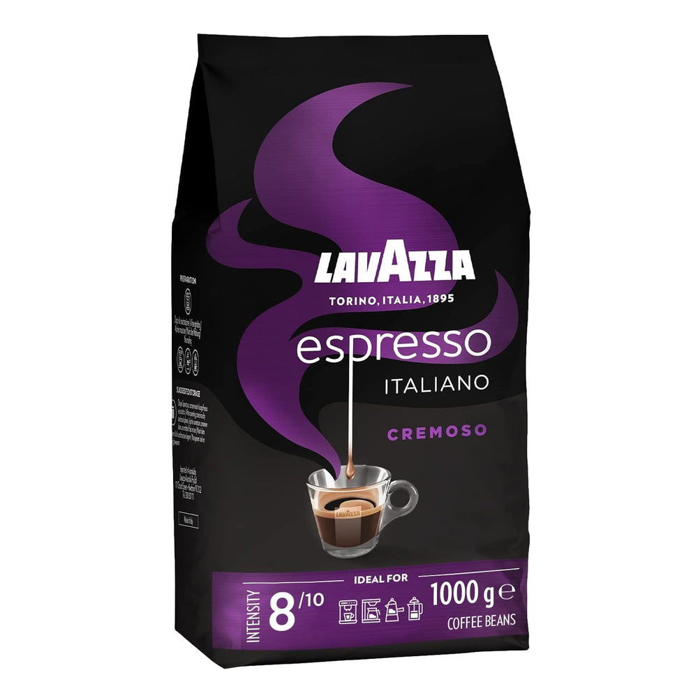 Lavazza Espresso, Kaffeebohnen für Espressomaschinen, ausgewogenes und aromatisches Aroma von Früchten und Blumen, 100 % Bio-Arabica und Robusta-Kaffee Naty Shop 1 kg Cremoso