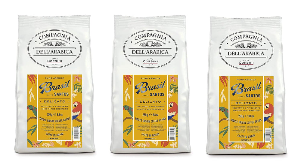 Caffè Corsini - Kaffeebohnen 3 x 250 Gramm, Compagnia Dell'Arabica, verschiedene Geschmacksrichtungen, einzelne Herkunft, insgesamt 750G Kaffee Naty Shop Brasilien Kaffeebohnen