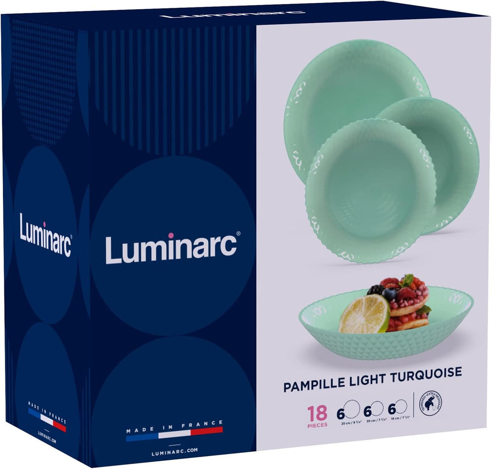 Pampille Türkis Opal Geschirr 18 Teile – 6 Personen Geschirrsets Naty Shop