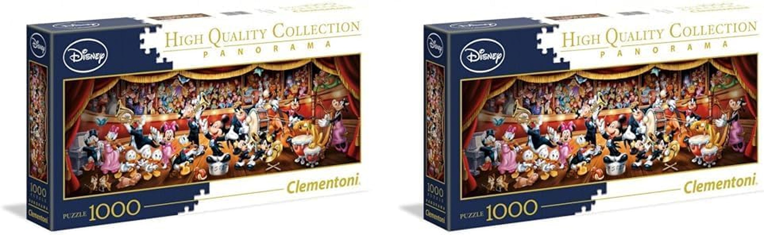 Clementoni 39445 Panorama Disney Orchestra - Puzzle 1000 piese de la 9 ani, puzzle pentru adulți cu imagine panoramică, joc de îndemânare pentru întreaga familie, ideal ca perete mural Puzzle Naty Shop 1000 Pezzi (pachet de 2)