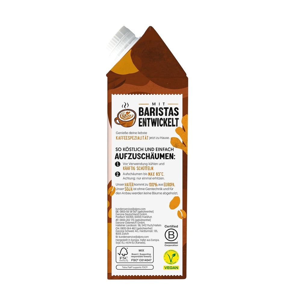 Alpro Barista Karamell – Zum Aufschäumen – Von Natur aus laktosefrei – 8 x 750 ml – Haltbar