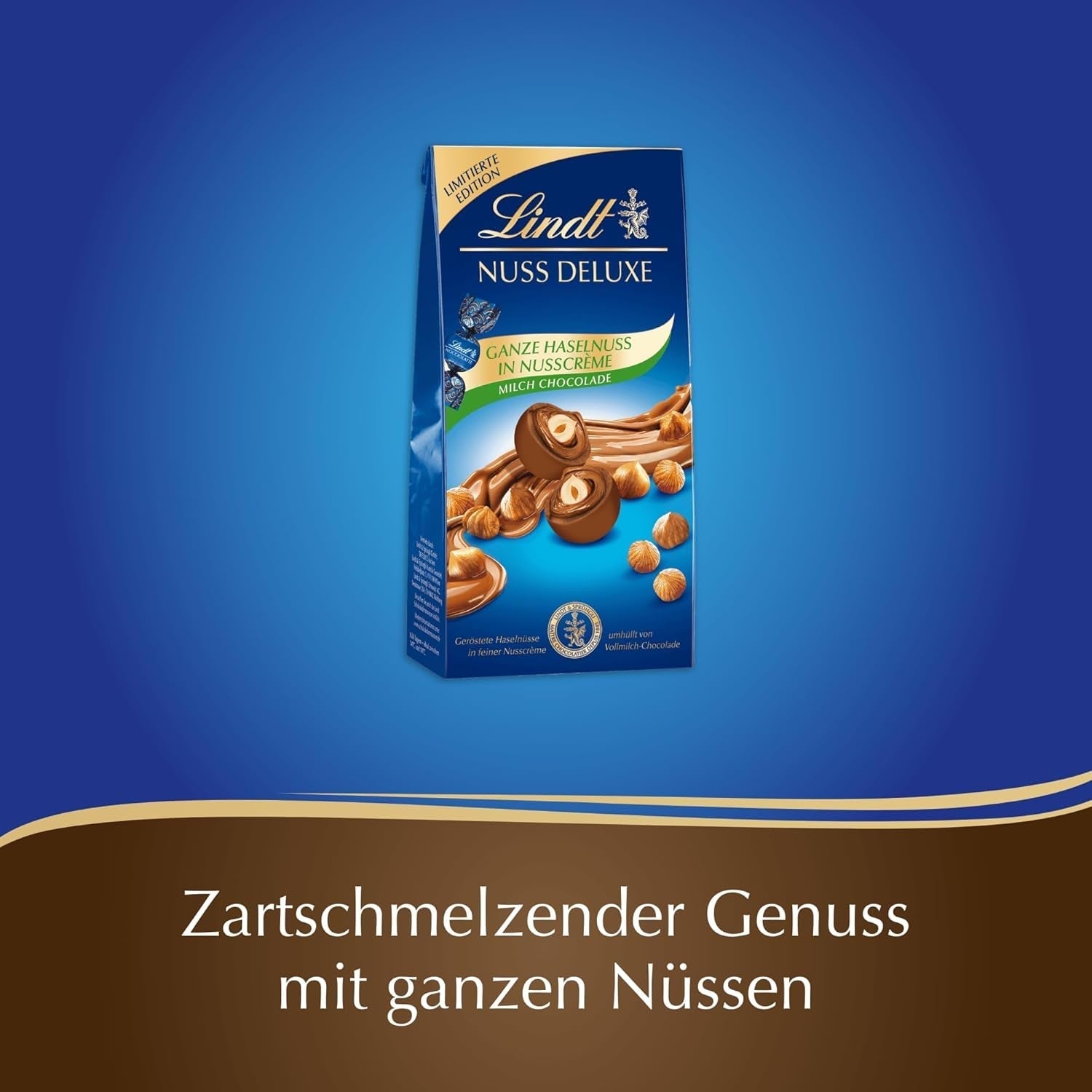 Lindt Chocolate NUT DELUXE, sfere din ciocolata cu lapte si aluni intregi, 98 grame Bomboane de Ciocolata Naty Shop
