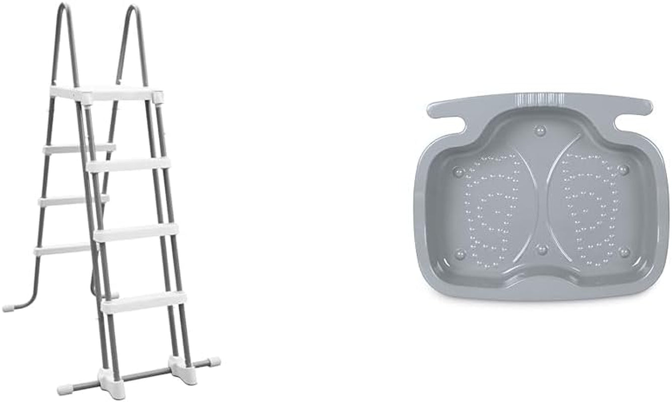 Scară de siguranță 28076, pentru piscine cu înălțimea de 122 cm, gri și Baie pentru picioare - Accesorii pentru piscină - Baie pentru picioare pentru piscină - 56 x 46 x 9 cm