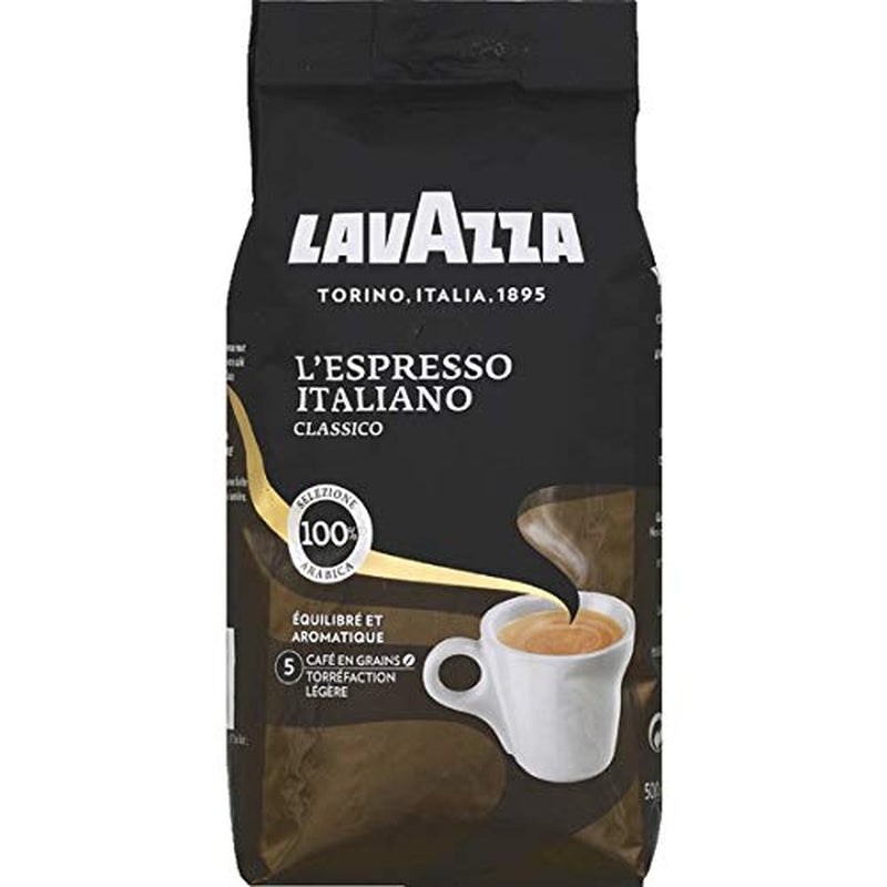 Boabe de cafea Lavazza Espresso Italiano, 100% Arabica Espresso, echilibrate și aromate, pachet de 500g