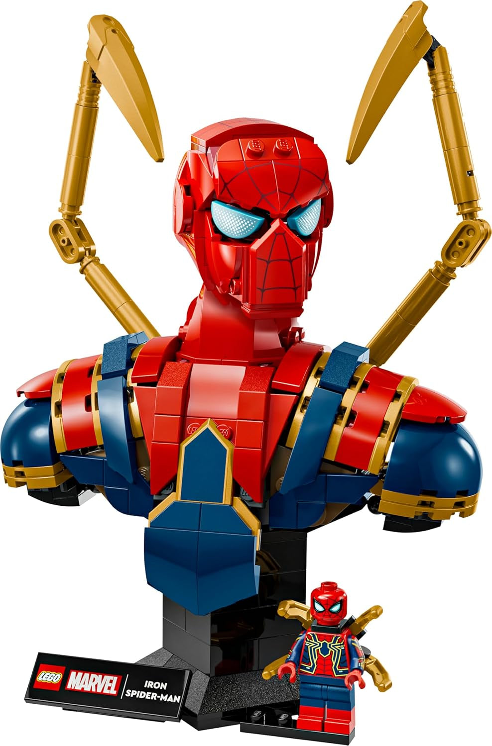 LEGO | Marvel Iron Spider-Man Büste - Modellbau für Erwachsene - inkl. 2 beweglichen Armen, drehbarem Kopf & Superhelden Minifigur - Sammlerstück & Avengers Geschenk für Fans - 76326
