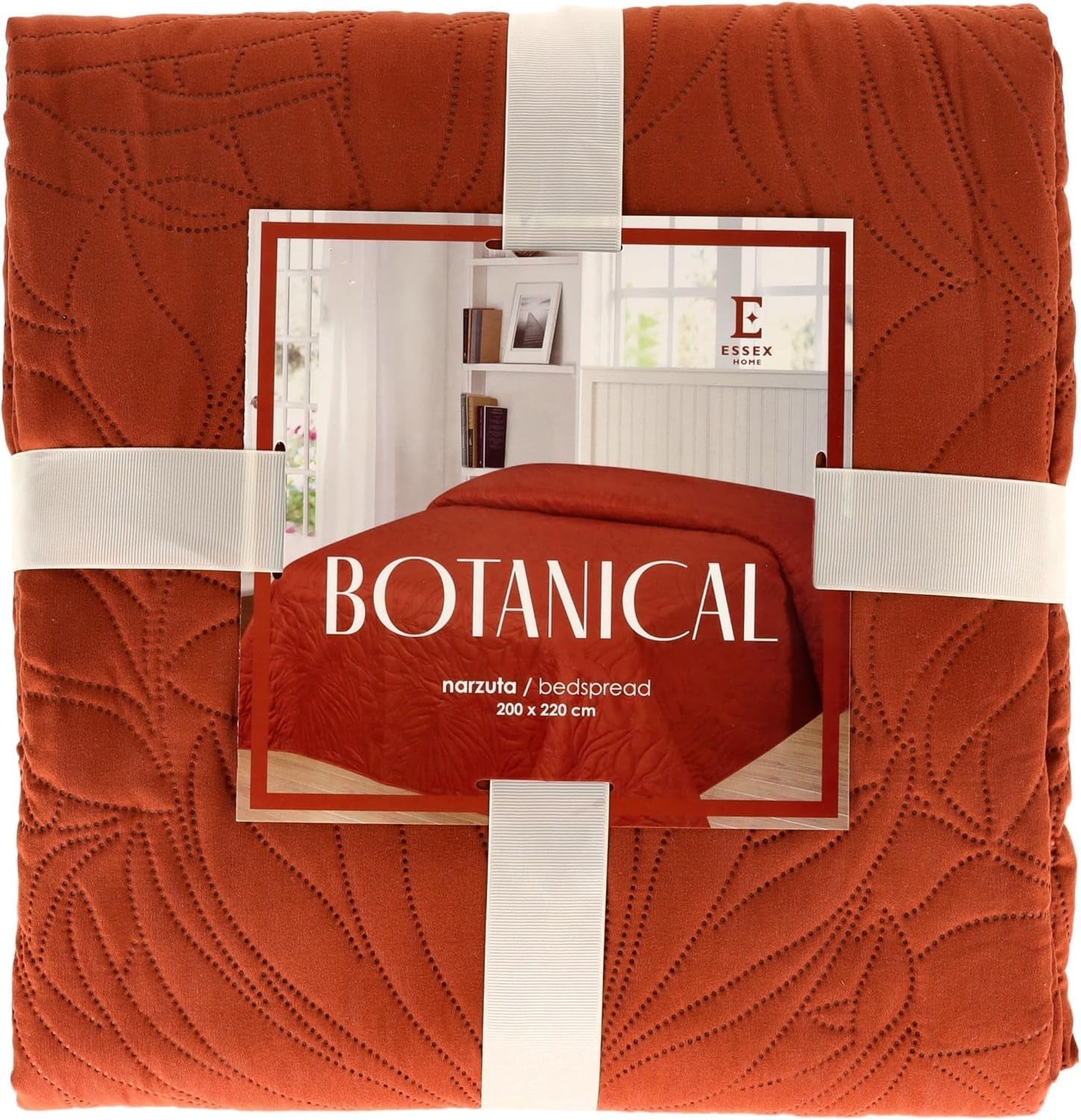 ESSEX - Tagesdecke 200 x 220 cm, ideal für das Schlafzimmer, weiche und bequeme Tagesdecke, moderne Steppung - Botanische grüne Betten und Decken Besuche den ESSEX-Store Orange (botanisch) 200 x 220 cm