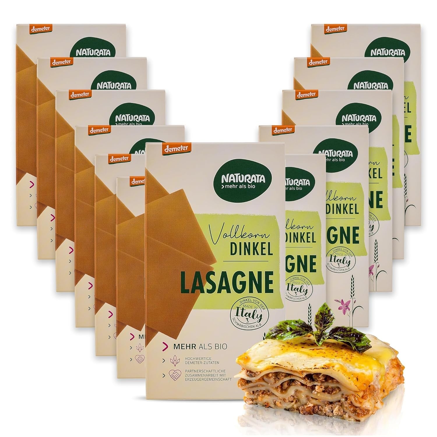Foi de lasagna din speltă integrală organică, 250 g | Speltă Demeter din Alpii Șvabi | Aromă delicată de nucă pentru lasagna și caserole