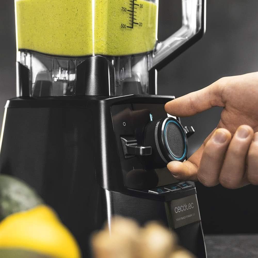 Cecotec Standmixer Power Black Titanium 2000 Pro, 2000 W- Leistung, 8 Mix-Klingen, Schwarz Titan-Beschichtung, 3 Programme, Quadratischer Krug, Bpa-Frei Mama si Copilul Naty Shop