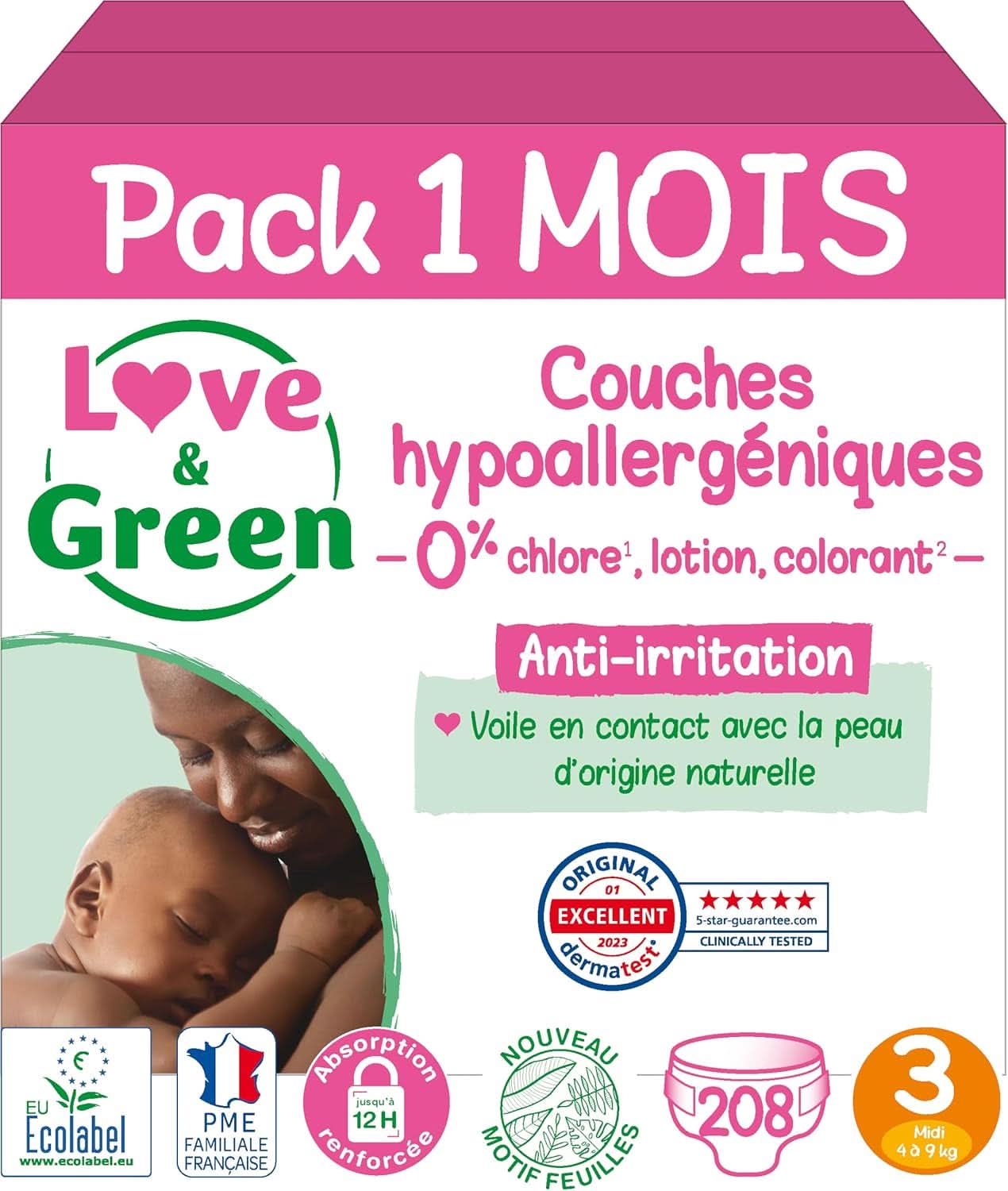 Love & Green, scutece marimea 3, hipoalergenice, fara clor Mama si Copilul Naty Shop