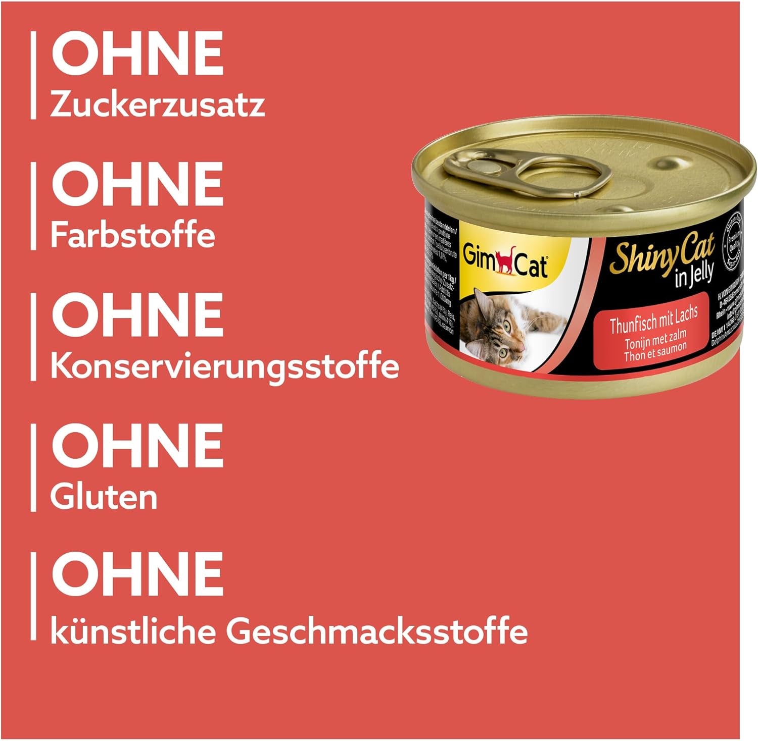GimCat ShinyCat in Jelly Thunfisch mit Lachs - Nassfutter mit Fisch und Taurin für Katzen - 24 Dosen (24 x 70 g)