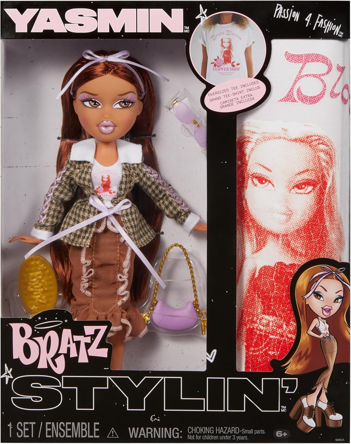 Bratz Stylin' Jade - Modepuppe mit T-Shirt um Gestalten für Dich, Inklusive Accessoires, Niedliches Spielzeug für Mädchen