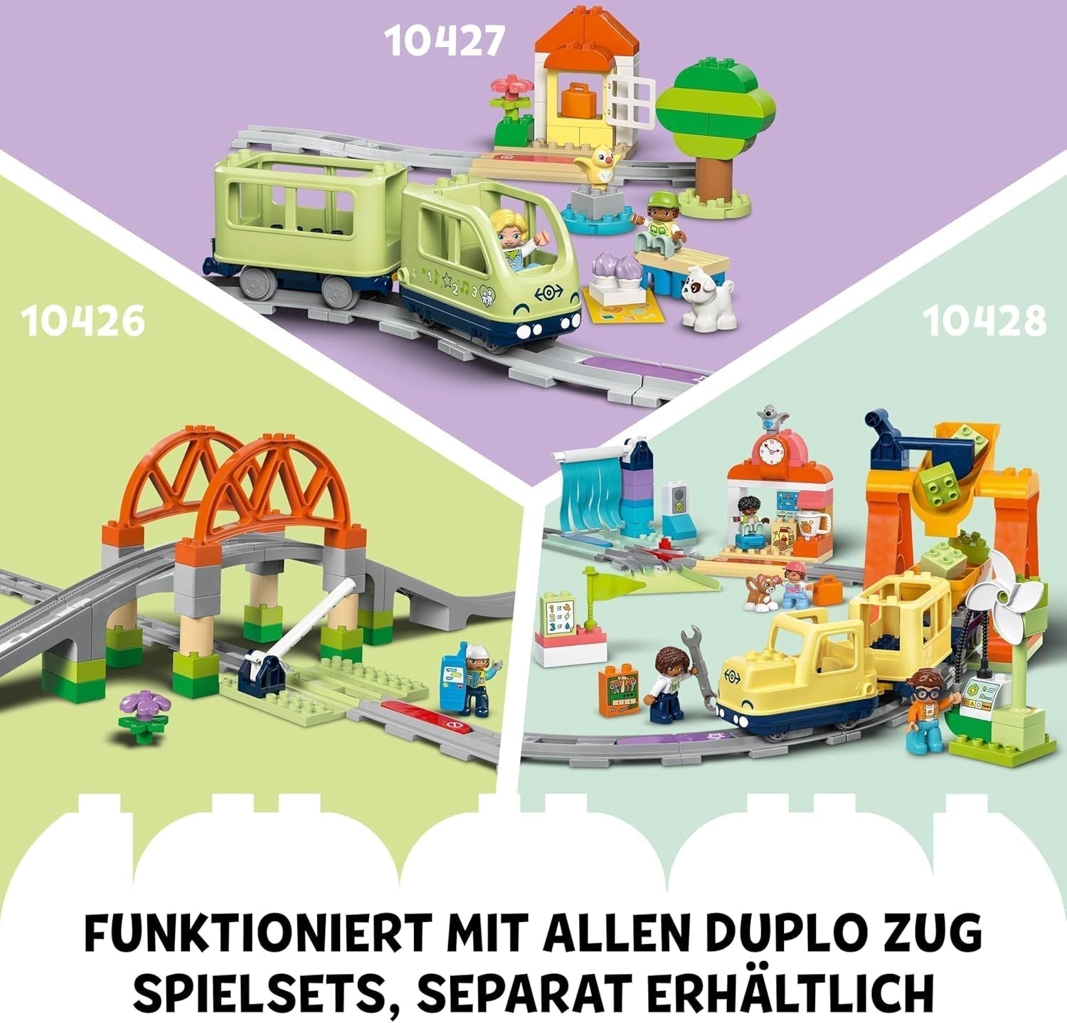 LEGO DUPLO Town Große interaktive Eisenbahn, Bauspielzeug für Kleinkinder ab 3 Jahren, Push & Go-Lokomotive mit Lichtern und Geräuschen, Gleisteile, Lernspielzeug für Vorschulkinder 10428 Bausets Beuche den LEGO-Store