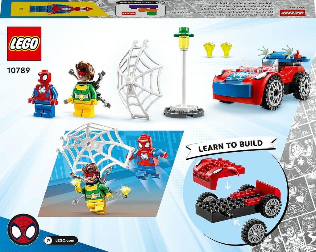 LEGO 10789 Marvel Spider-Man's Car And Doc Ock Set, Spidey And His Super Friends, Jucărie construibilă pentru băieți și fete de la 4 ani, cu piese care strălucesc în întuneric Seturi de constructie Besuche den LEGO-Store