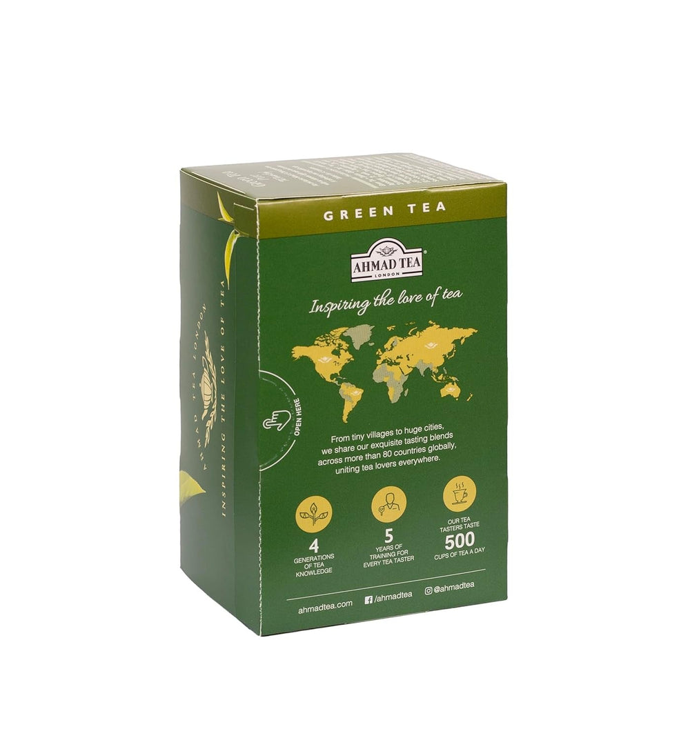 Ahmad Tea - Ceai verde - Pliculețe de ceai ambalate individual, cu aromă sigilată, cu 2 g de ceai per porție - 20 pliculețe de ceai cu bandă (pachet cu 2)