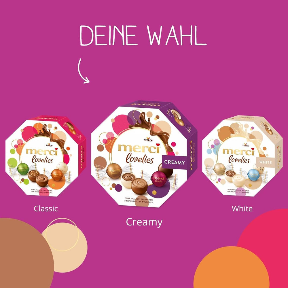 Merci Lovelies Creamy – 185 grame – Mix de praline cu specialități de ciocolată umplută Naty Shop