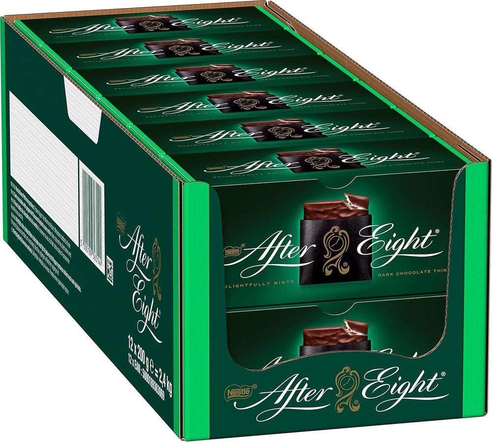NESTLÉ after EIGHT, dünne dunkle Schokoladentafeln mit Minzcremefüllung. Pralinen Naty Shop 12 x 200 Gramm Schokolade