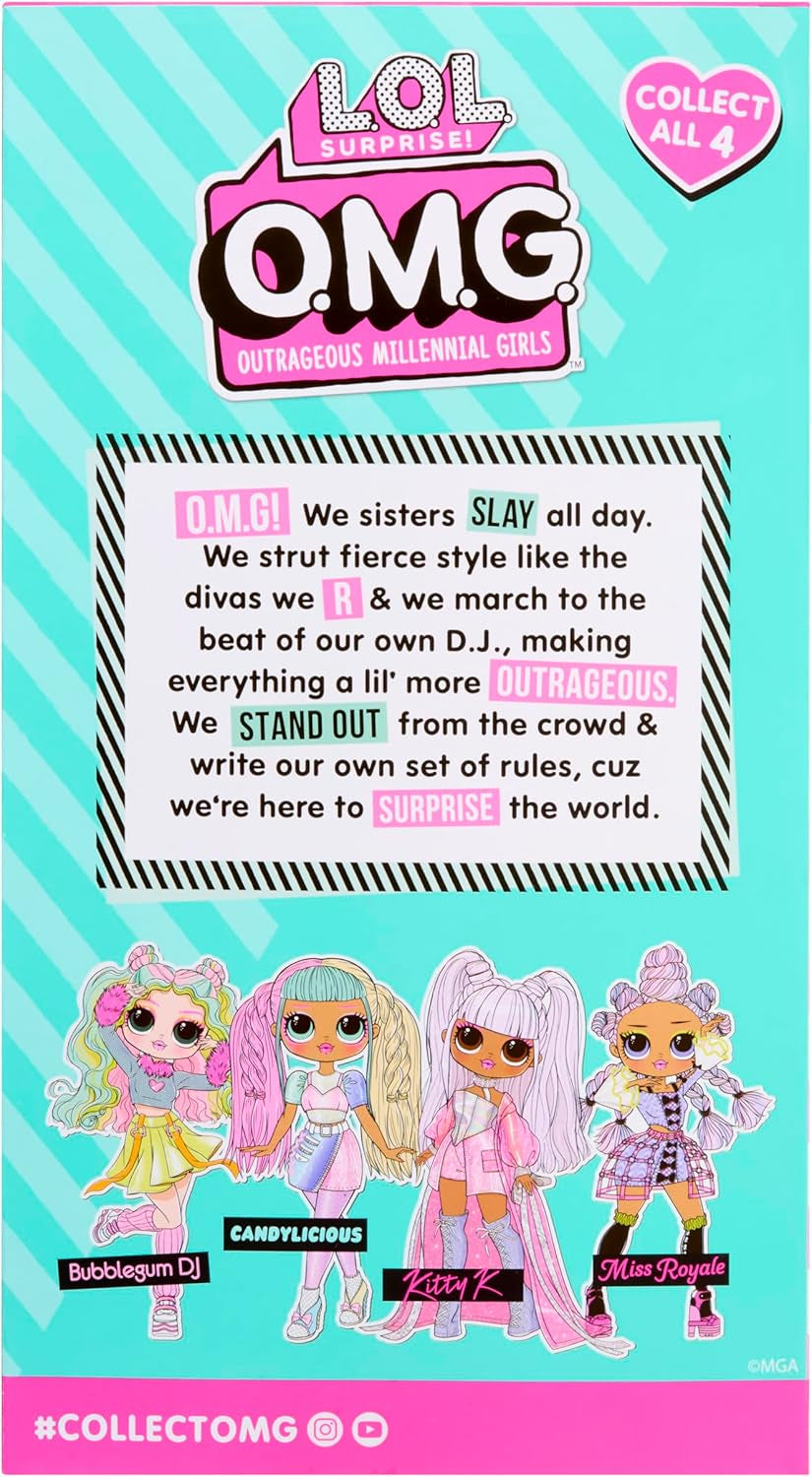L.O.L. Surprise! OMG Doll – Bubblegum D.J. – Enthält 1 Modepuppe mit Fabelhafter Mode, 4 zum Sammeln, Rosa