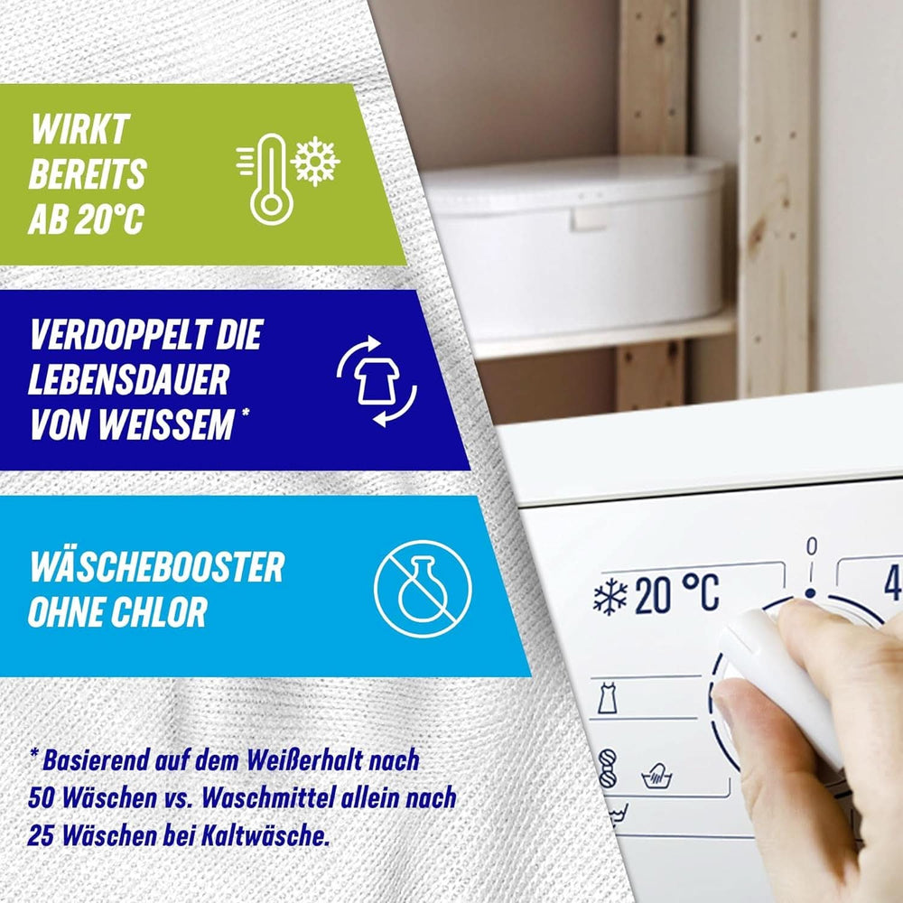 Vanish Oxi Action Powerwhite Pulver – 1 x 1,125 kg – Fleckenentferner und Wäscheverbesserungspulver ohne Chlor – für weiße Wäsche. Waschmittel Naty Shop