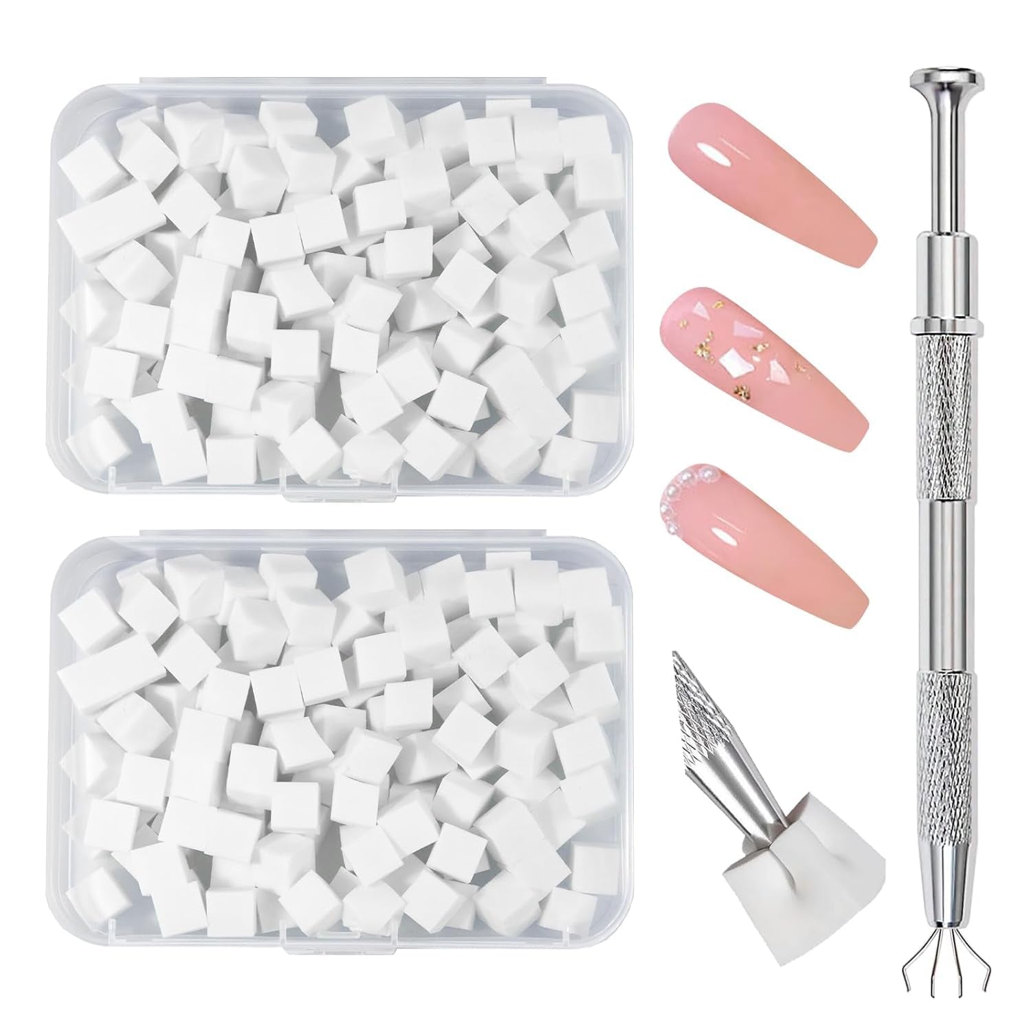 125 Nail Art Schwämme Und 4 Krallen Nail Sponge Metallgreifer Für Ombre Und Gradient Nageldesign, Nagelkunst-Schwamm Pinsel, Maniküre Zubehör Für Nägel, Nail Art Schwämme Für Babyboomer Effekte DIY