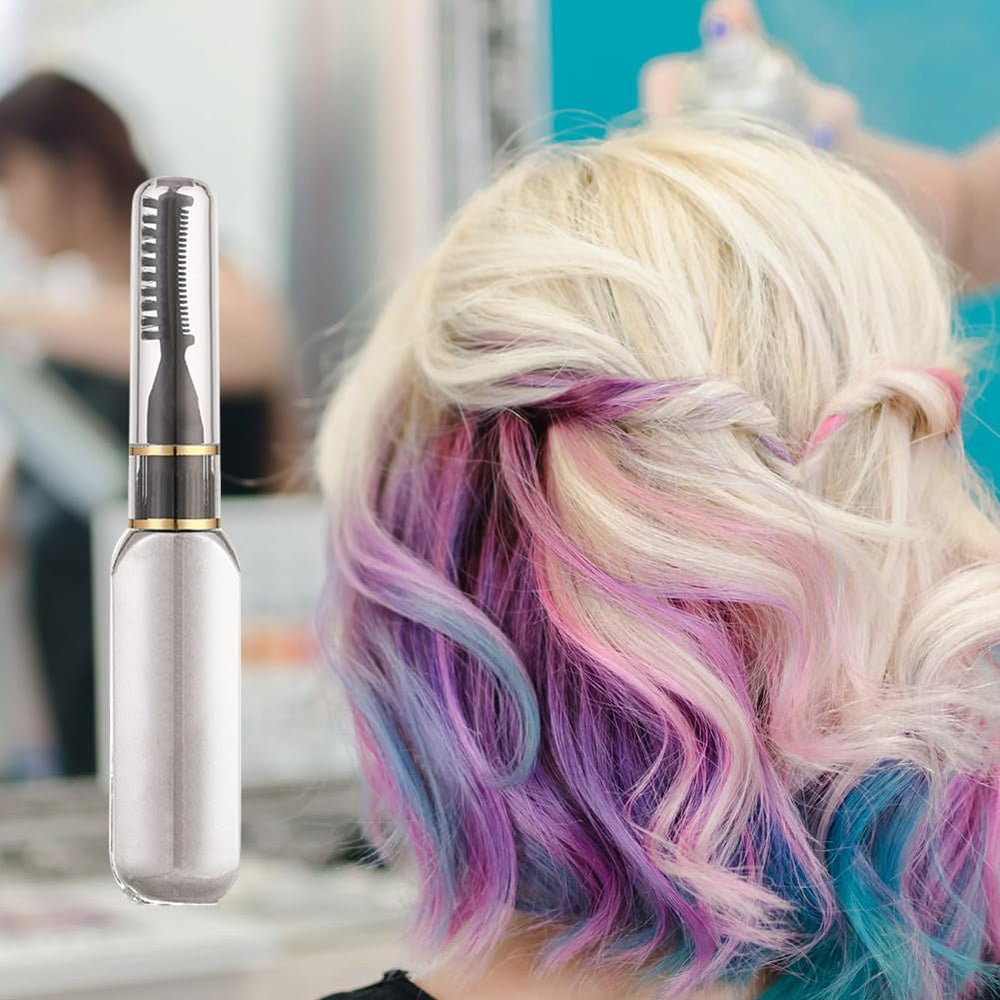 Vopsea de păr Stick - Culoare temporară a părului Cretă Pieptene netoxic, lavabil pentru fete, mascara pentru păr, set de culoare pentru păr, alb Vopsea pentru par Naty Shop