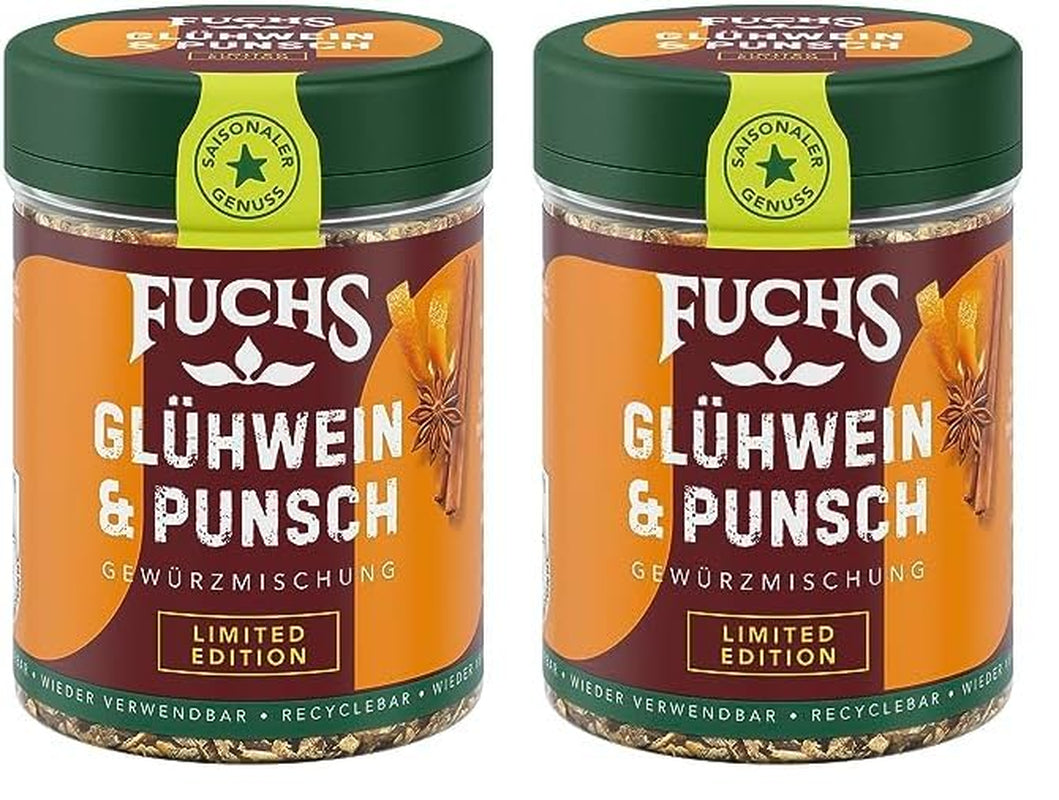 Fuchs Gewürze - Glühwein & Punsch Gewürz - weihnachtliche Gewürzmischung für Wein und Punsch - aus natürlichen Zutaten - 40 g in wiederverwendbarer, recyclebarer Dose