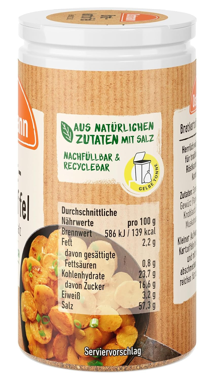 Ostmann Gewürze - Bratkartoffel Gewürzsalz | Pikant-salziges Gewürz für Kartoffelgerichte | 60 g in der Streudose