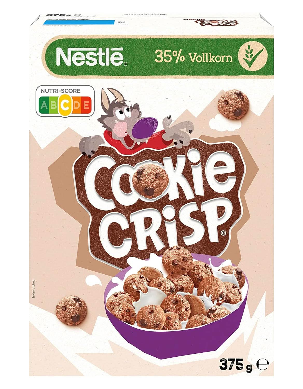 Cookie Crisp, Vollkornprodukte in Form von Keksen für das Kinderfrühstück, Packung mit 6 x 375 Gramm Naty Shop Cereals