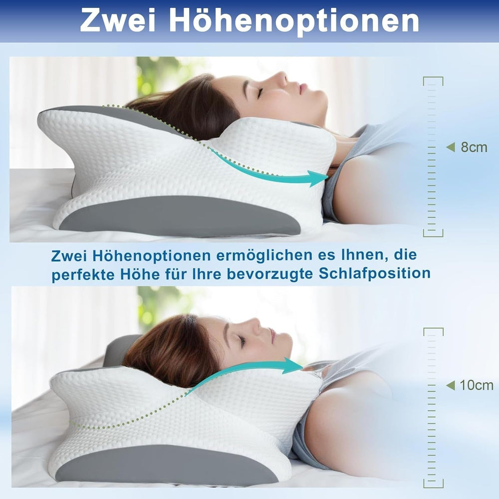 Pernă din spumă de memorie Pernă pentru gât Pernă ortopedică - Design ergonomic Cu formă goală Pentru cei care dorm lateral, pe spate și pe stomac Gri Perne ortopedice cervicale Naty Shop