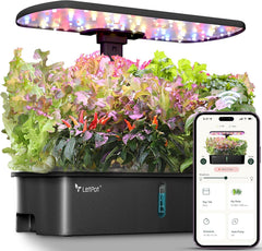 Kituri pentru sisteme de creștere hidroponice LPH-Air, controlate prin aplicație și WiFi, grădină inteligentă de interior cu lumină de creștere de 24W, spectru complet, 10 capsule, jardinieră, kit cadou pentru grădinărit de interior