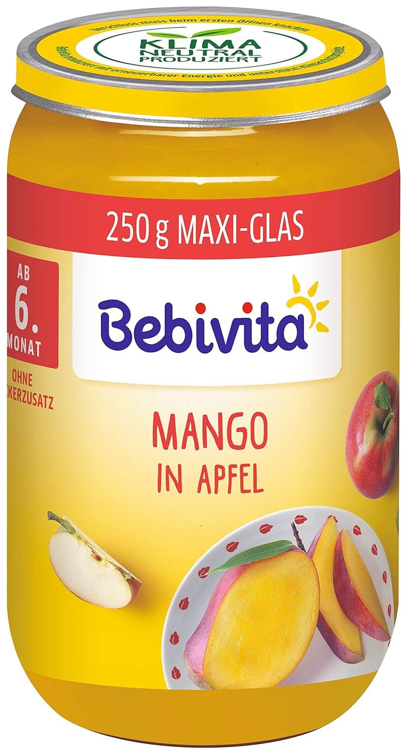 Mango in Apfelmus, 6er Pack (6 x 250 g), mittelgroß Mutter und Kind Naty Shop