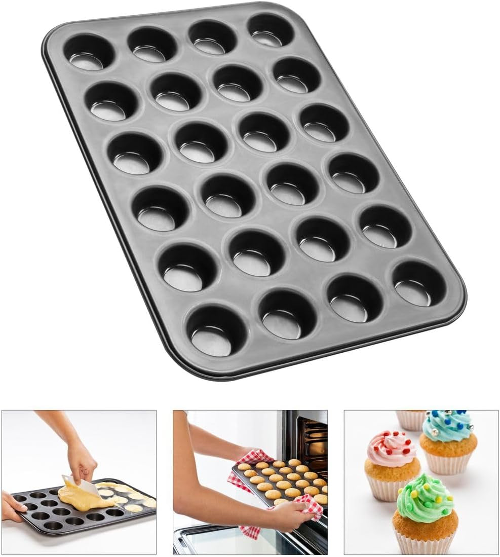 Zenker 6541 Black Metallic 24Er Mini-Muffinform – Antihaftbeschichte Für Perfekte Mini-Muffins, Ø 4,5 cm, ​​Made in Germany Formen und Backbleche Naty Shop