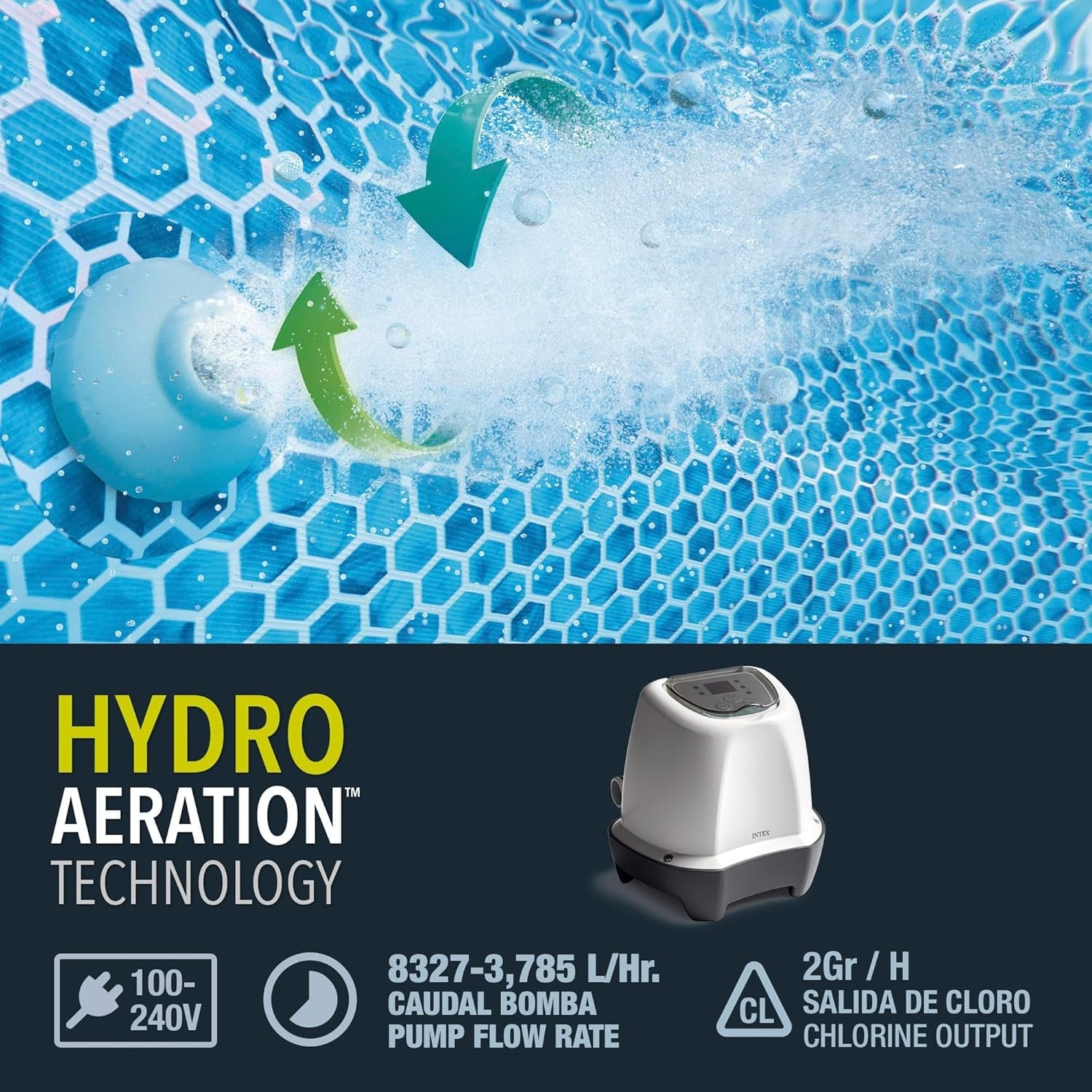 Intex 26662GS – Sistem de apă sărată Krystal Clear, Generator de clor sărat, pentru pompă de filtrare 1136–3785 l/h, pentru piscine mici de până la 366 cm, plastic, alb