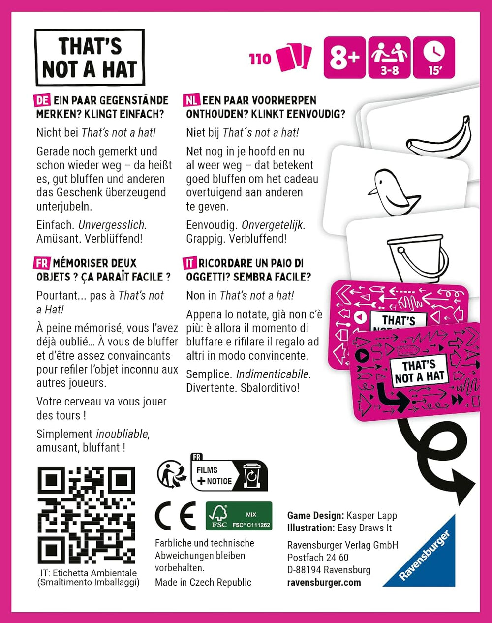 Ravensburger – 20954 That's Not a Hat – Partyspiel, Kartenspiel für 3–8 Spieler, lustige Unterhaltung für Kinder ab 8 Jahren – Geburtstagsgeschenke