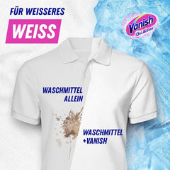 Vanish Oxi Action Powerwhite Pulver – 1 x 1,125 kg – Fleckenentferner und Wäscheverbesserungspulver ohne Chlor – für weiße Wäsche. Waschmittel Naty Shop